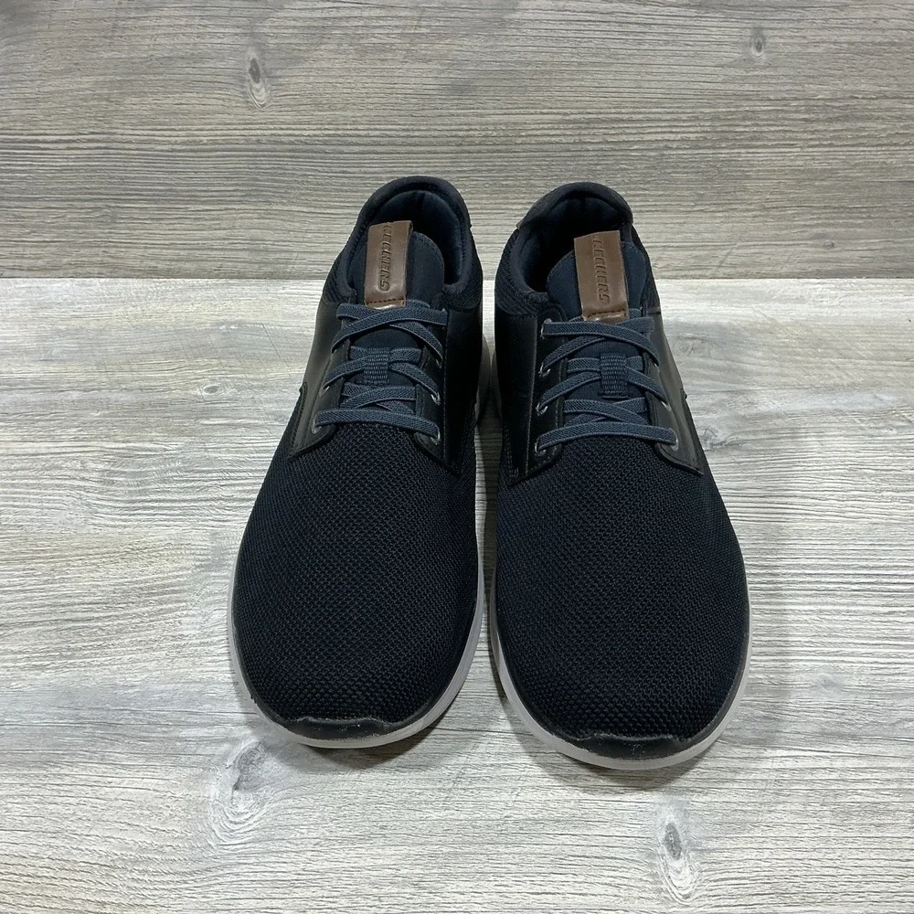 Skechers Relaxed Fit Street Mens Size 12 Slip On Sneakers Black Navy 58817